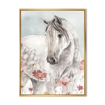 Watercolors Pink Wild Horses II  Wall Art