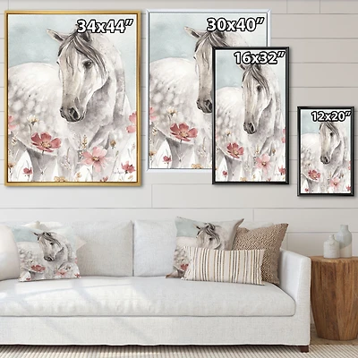 Watercolors Pink Wild Horses II  Wall Art