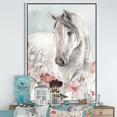 Watercolors Pink Wild Horses II  Wall Art