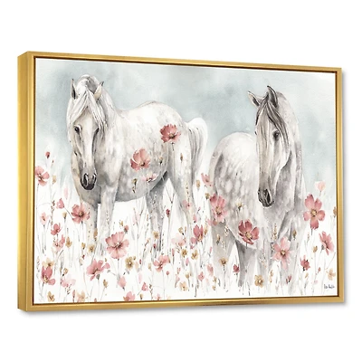 Watercolors Pink Wild Horses Wall Art