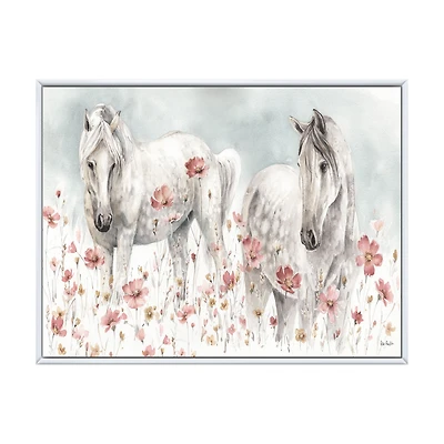 Watercolors Pink Wild Horses  Wall Art