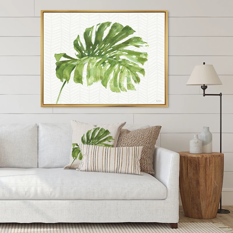 Mixed Botanical Green Leaves V Canvas Art
