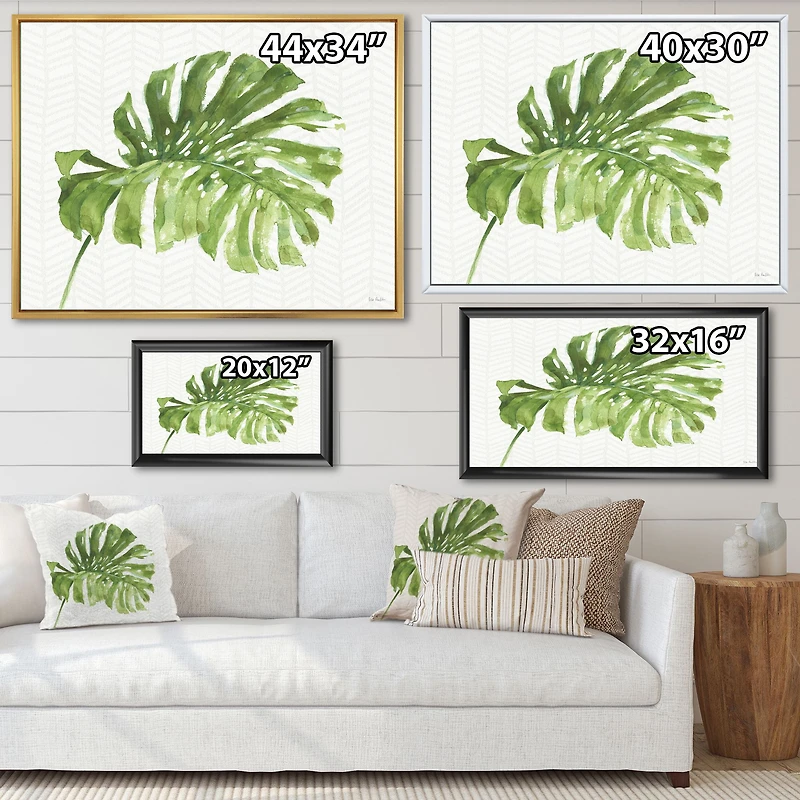 Mixed Botanical Green Leaves V Canvas Art