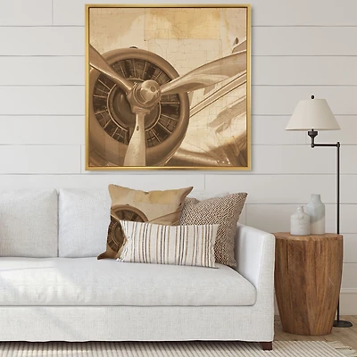 Retro Airplanes Sepia Wall Art