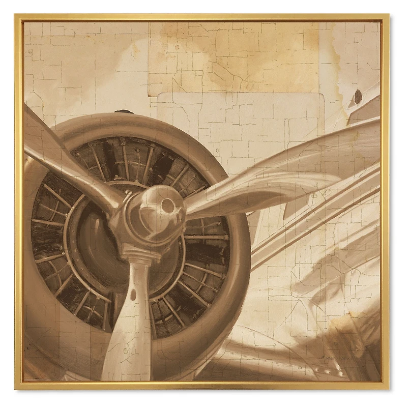Retro Airplanes Sepia  Wall Art