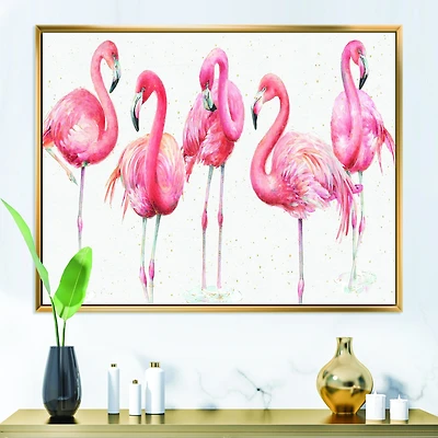 Gracefully Pink Shabby Flamingo  Canvas Wall Art