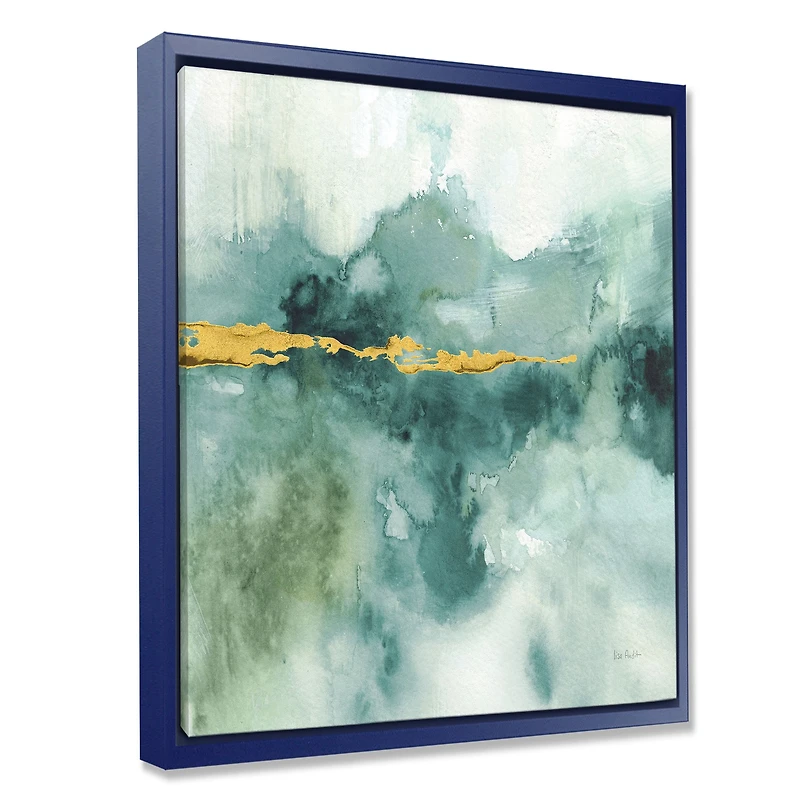 Blue Watercolor Impression with Gold  Wall Art