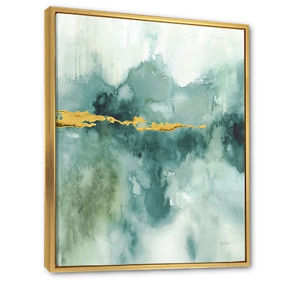 Blue Watercolor Impression with Gold  Wall Art