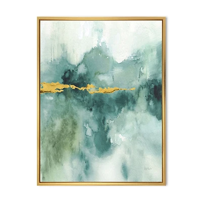 Blue Watercolor Impression with Gold  Wall Art