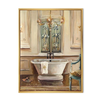 Vintage Paris Bathtub Painting  Wall Art