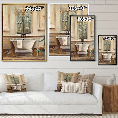 Vintage Paris Bathtub Painting Wall Art