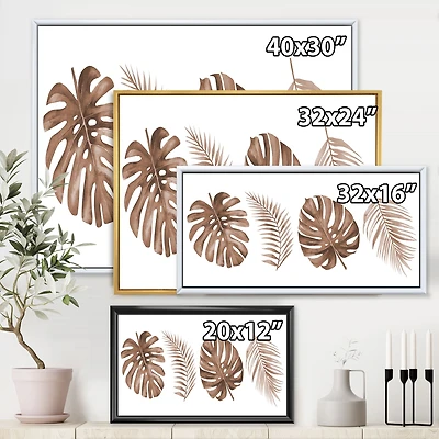 Tropical Monstera and Palm Leaf Terracotta  Wall Art