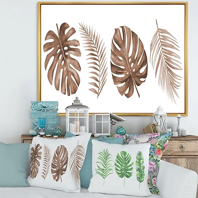 Tropical Monstera and Palm Leaf Terracotta Wall Art