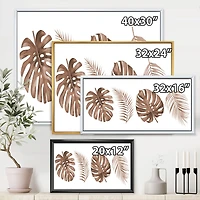 Tropical Monstera and Palm Leaf Terracotta  Wall Art