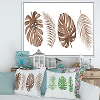 Tropical Monstera and Palm Leaf Terracotta  Wall Art