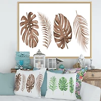 Tropical Monstera and Palm Leaf Terracotta  Wall Art