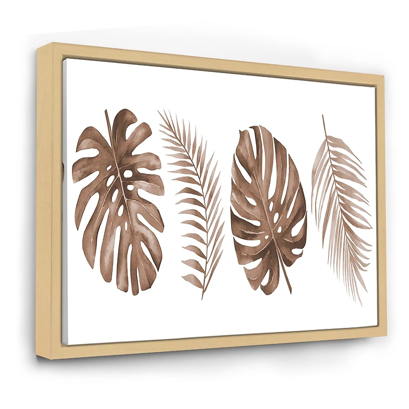 Tropical Monstera and Palm Leaf Terracotta  Wall Art