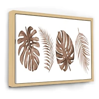 Tropical Monstera and Palm Leaf Terracotta  Wall Art
