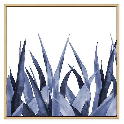 Navy Blue Agave Leaves  Wall Art