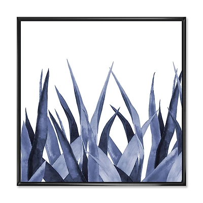 Navy Blue Agave Leaves  Wall Art