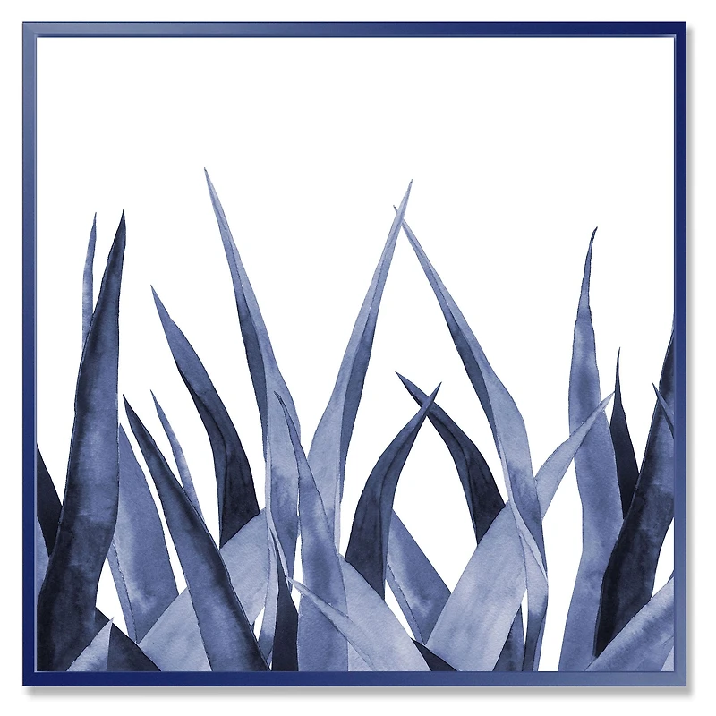 Navy Blue Agave Leaves  Wall Art