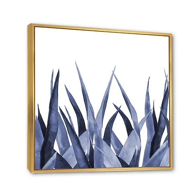 Navy Blue Agave Leaves  Wall Art