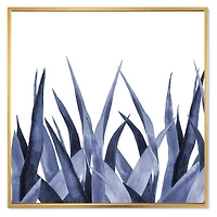 Navy Blue Agave Leaves  Wall Art