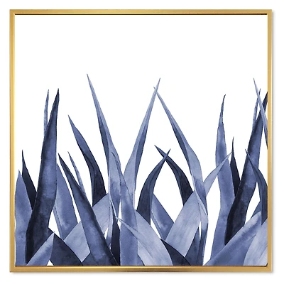 Navy Blue Agave Leaves  Wall Art