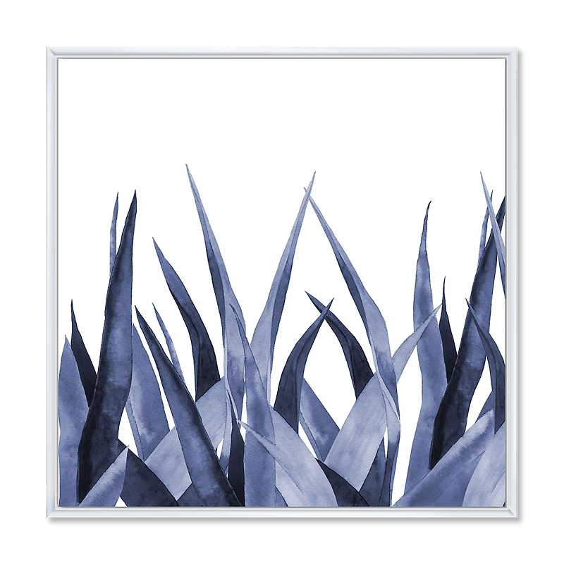 Navy Blue Agave Leaves  Wall Art
