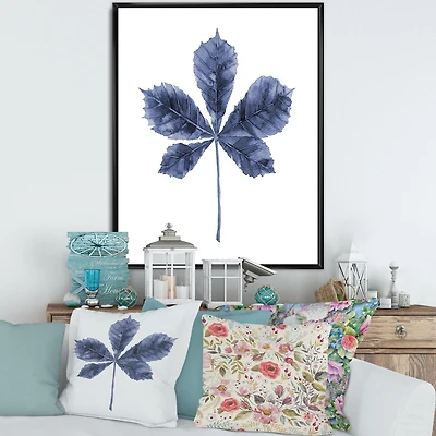 Navy Blue Chestnut Leaf Wall Art
