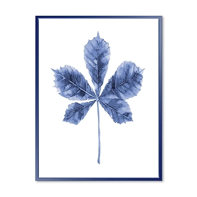 Navy Blue Chestnut Leaf  Wall Art