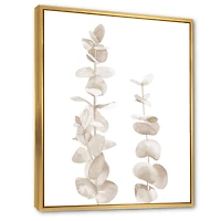 Beige Eucalyptus Branches on White  Wall Art