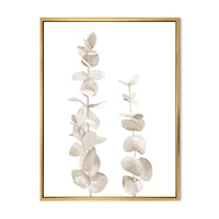 Beige Eucalyptus Branches on White  Wall Art