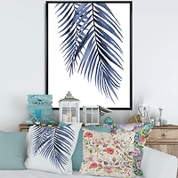 Blue Palm Leaves Abstract Tropical Branches  Wall Art