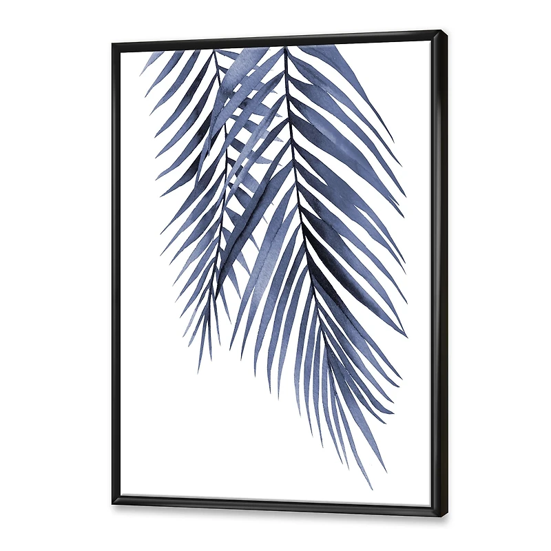 Blue Palm Leaves Abstract Tropical Branches  Wall Art