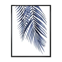 Blue Palm Leaves Abstract Tropical Branches  Wall Art