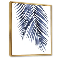 Blue Palm Leaves Abstract Tropical Branches  Wall Art