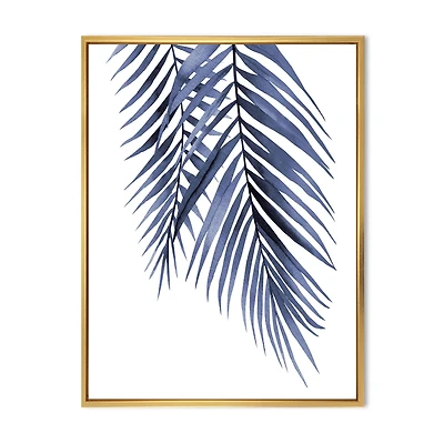 Blue Palm Leaves Abstract Tropical Branches  Wall Art