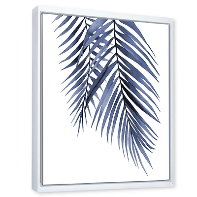 Blue Palm Leaves Abstract Tropical Branches  Wall Art
