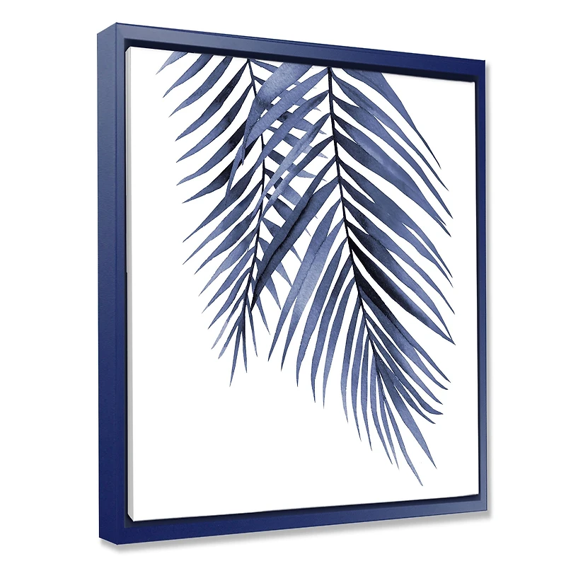 Blue Palm Leaves Abstract Tropical Branches  Wall Art
