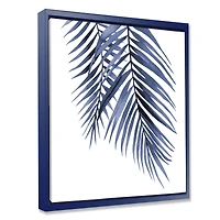 Blue Palm Leaves Abstract Tropical Branches  Wall Art