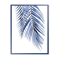 Blue Palm Leaves Abstract Tropical Branches  Wall Art