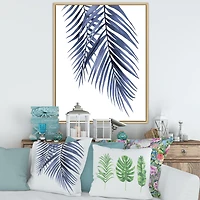 Blue Palm Leaves Abstract Tropical Branches  Wall Art