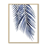 Blue Palm Leaves Abstract Tropical Branches  Wall Art
