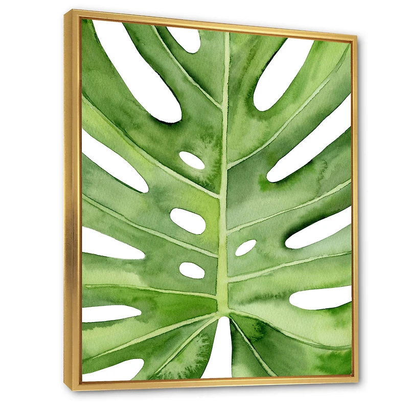 Green Monstera Leaf Tropical Palm Botanical Detail  Wall Art
