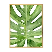 Green Monstera Leaf Tropical Palm Botanical Detail  Wall Art