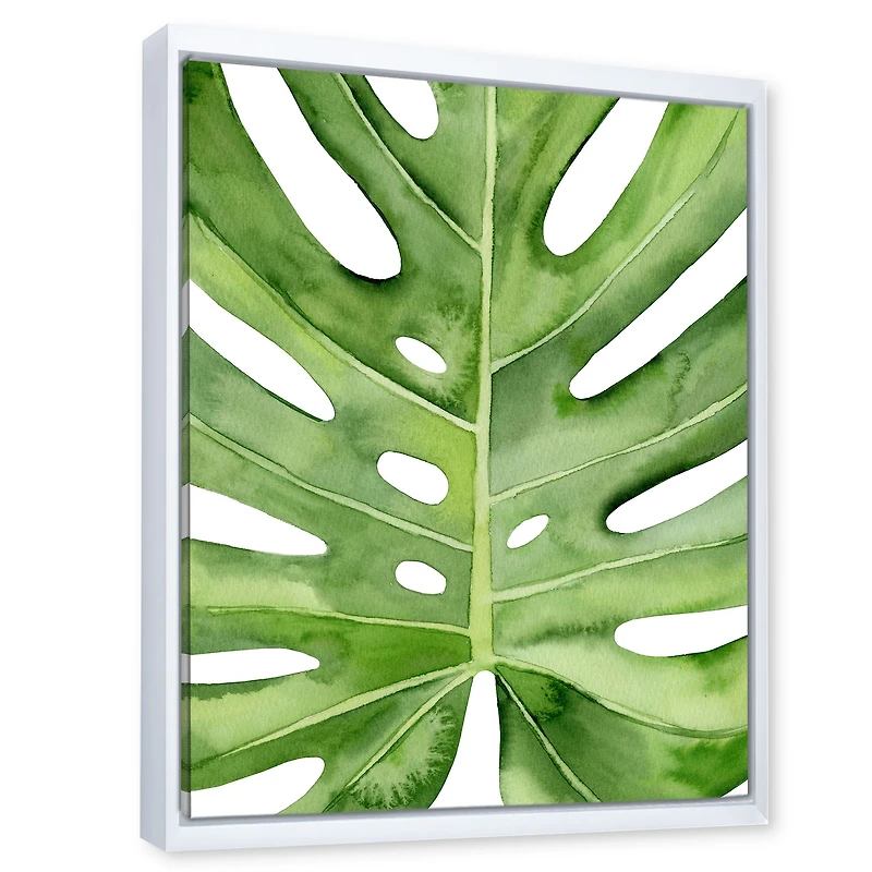 Green Monstera Leaf Tropical Palm Botanical Detail  Wall Art