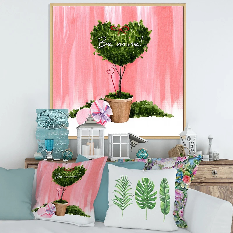 Heart Shaped Valentine House Plant  Wall Art