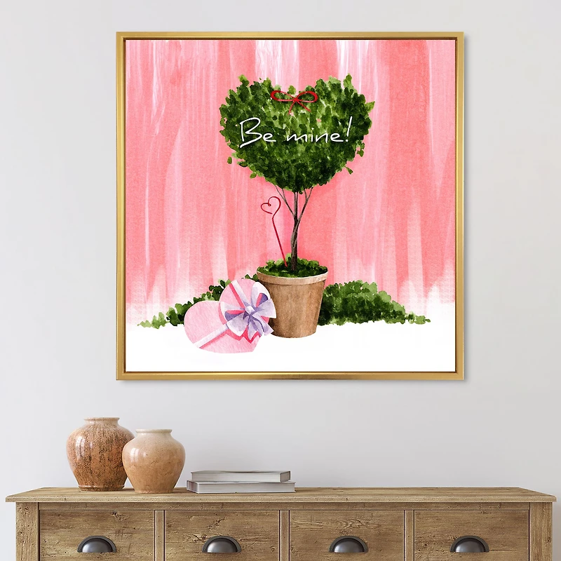Heart Shaped Valentine House Plant  Wall Art