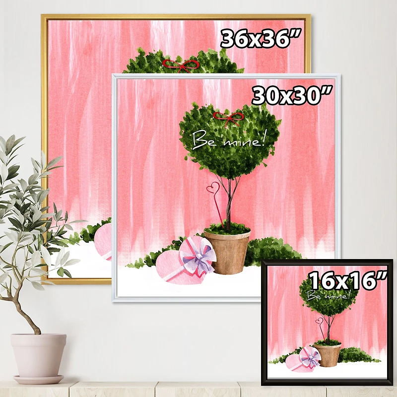 Heart Shaped Valentine House Plant  Wall Art